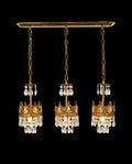 30 Inch Linear Chandelier Antique Copper and Crystal Kitchen Island Chandelier-铜灯-Jecanoli