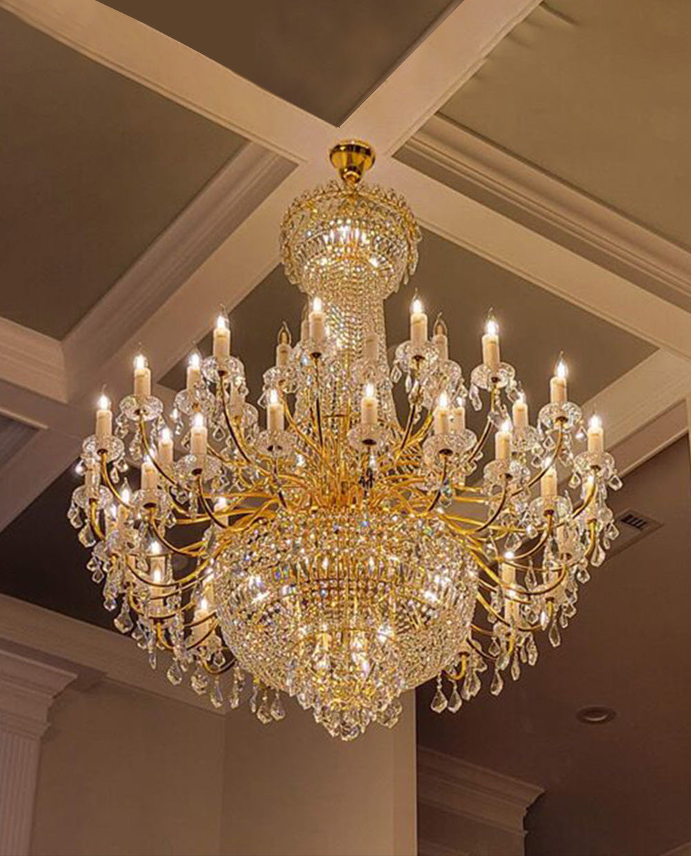 59X69 Inch Large Gold Chandelier Elegant Crystal Chandelier Foyer Lighting-大吊灯-Jecanoli