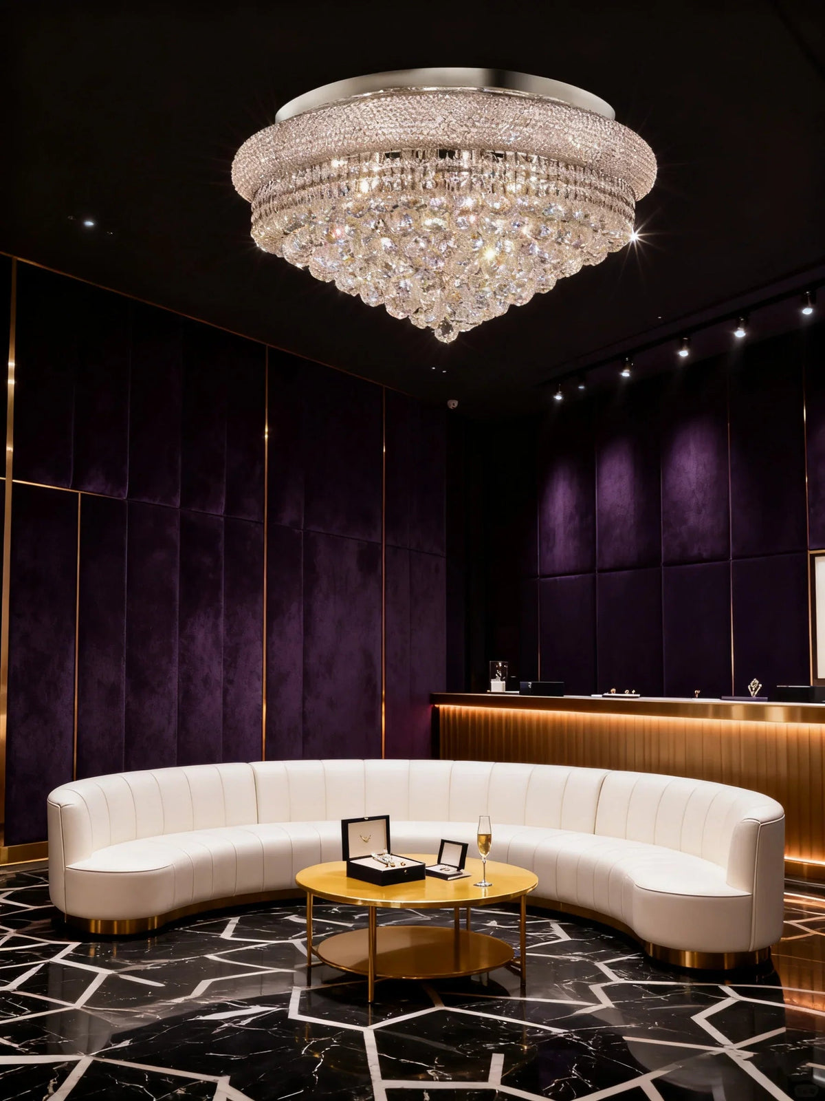 28'' Round Crystal Ceiling Light Empire Flush Mounted Crystal Chandelier-吸顶灯-Jecanoli