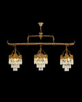 55 Inch Linear Chandelier Antique Copper and Crystal Kitchen Island Chandelier-铜灯-Jecanoli