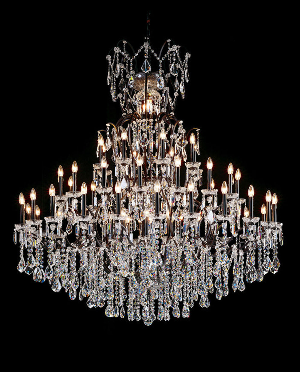 63x71 Inch Big Antique Wrought Iron Crystal Chandelier 48 Lights Luxury Bronze Foyer Lighting-大吊灯-Jecanoli