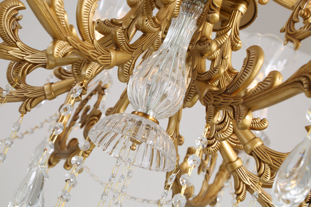 28X31 Inch 6 Lights Small Classical Candle Style Brass and Crystal Chandelier Lighting-铜灯-Jecanoli