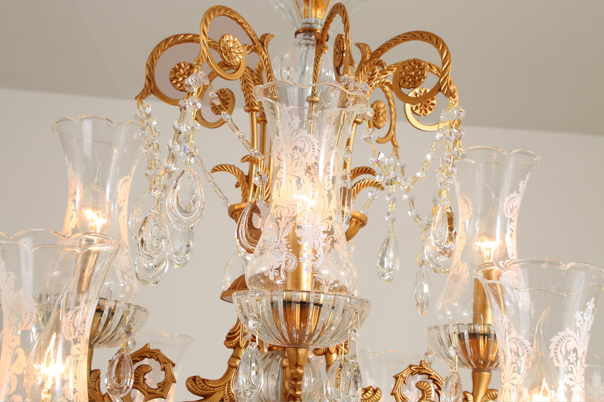 31X32 Inch 8 Lights Small Classical Candle Style Brass and Crystal Chandelier Lighting-铜灯-Jecanoli