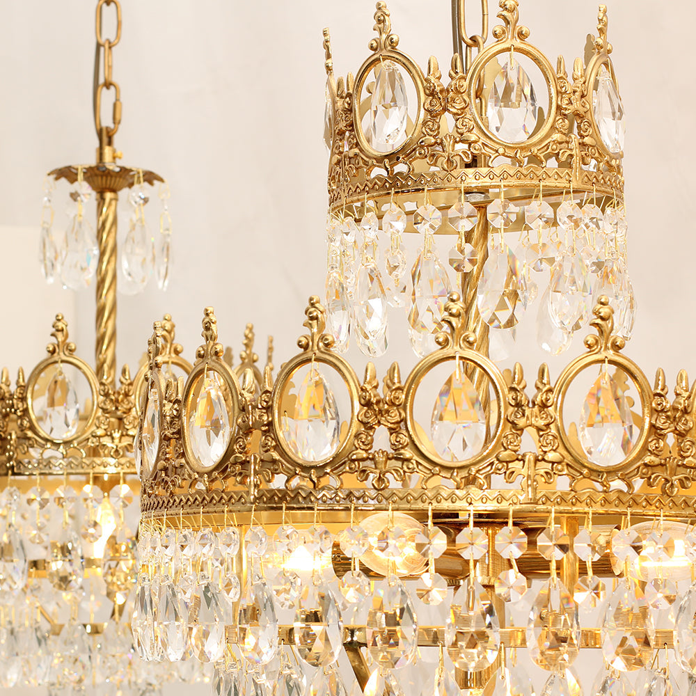 18 Inch Small Crystal Chandelier for Extrance Empire Style Brass Chandelier-铜灯-Jecanoli