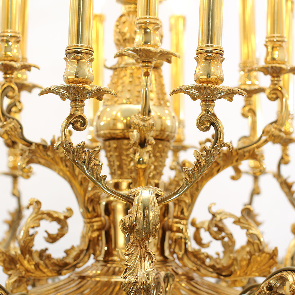 41X43 Inch 24 Lights Baroque Style Antique French Copper Chandelier-铜灯-Jecanoli