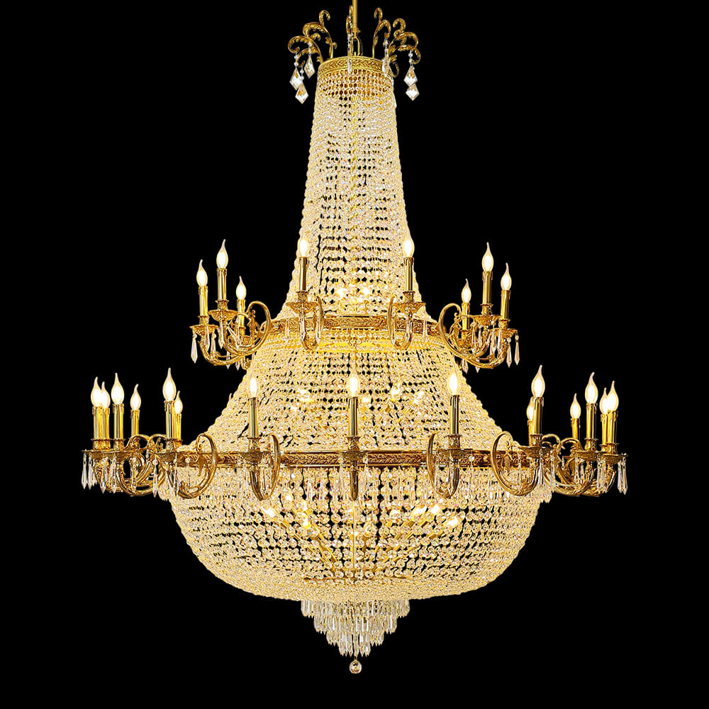 71X83 Inch Huge Antique Empire Brass Crystal Chandelier for high Ceiling Foyer-大吊灯-Jecanoli