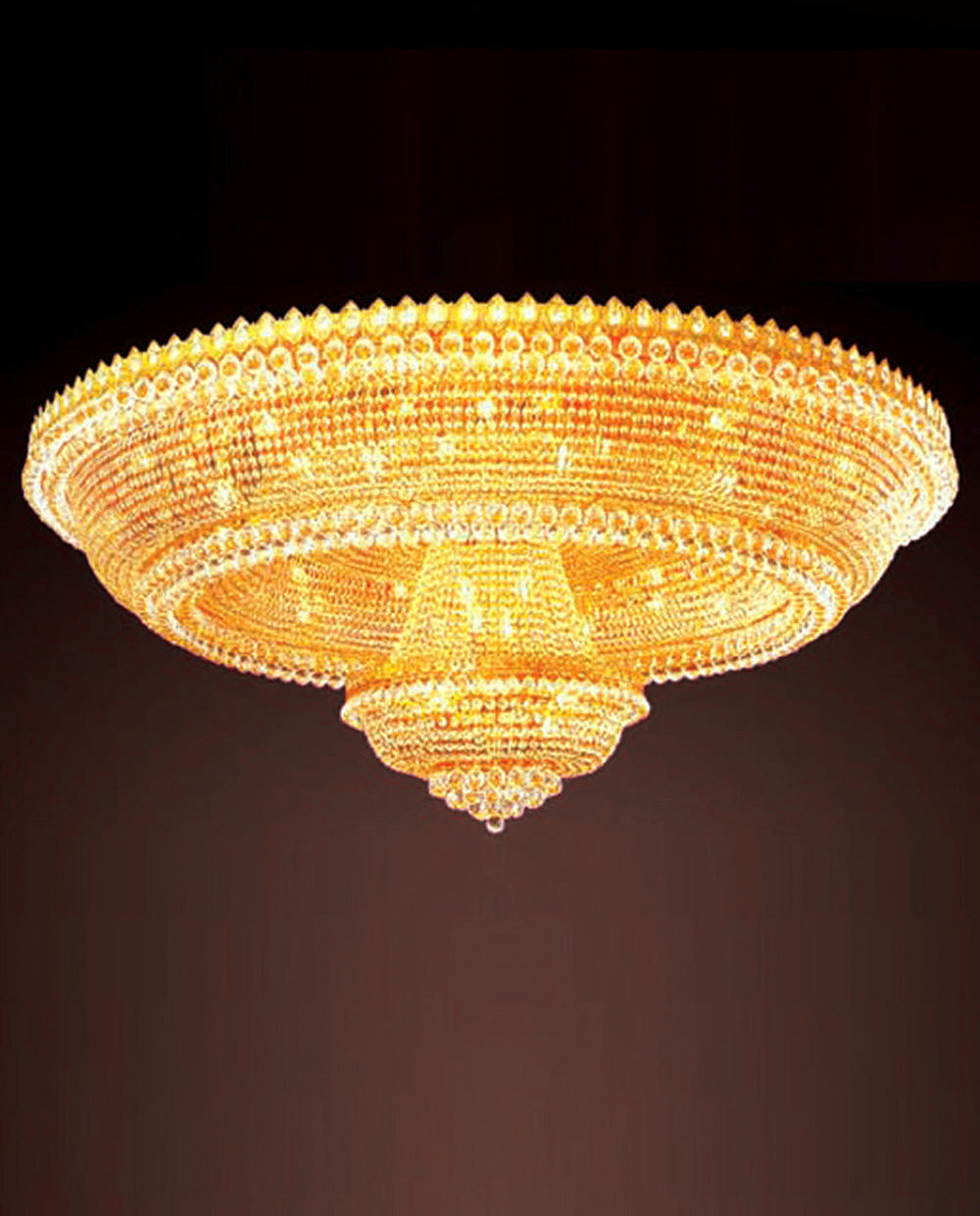 59 Inch Big Round Gold Flush Mounted Crystal Chandelier for Banquet Hall-大吊灯-Jecanoli
