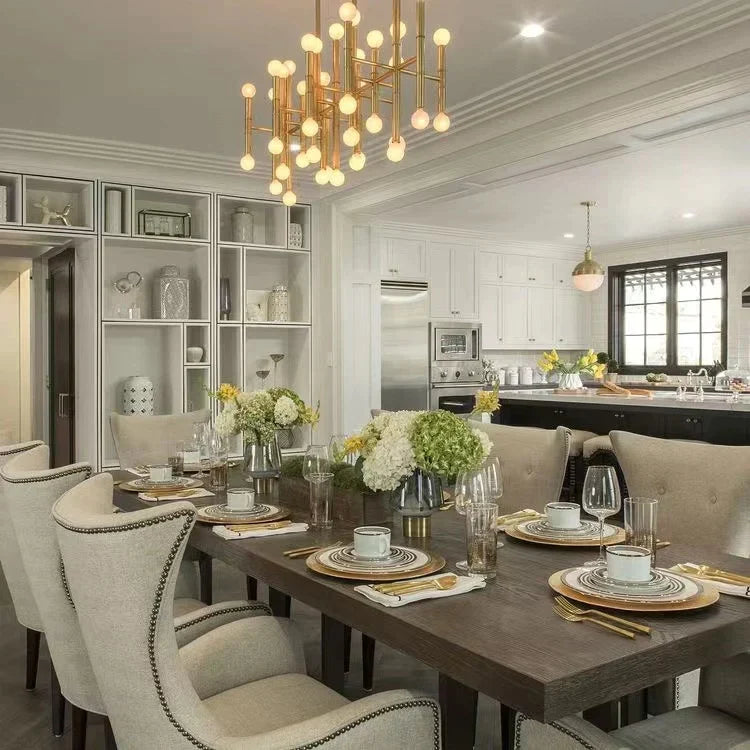 Post Modern Bamboo Style Linear Chandelier For Living Room God Iron Design Dining Table Ceiling Light