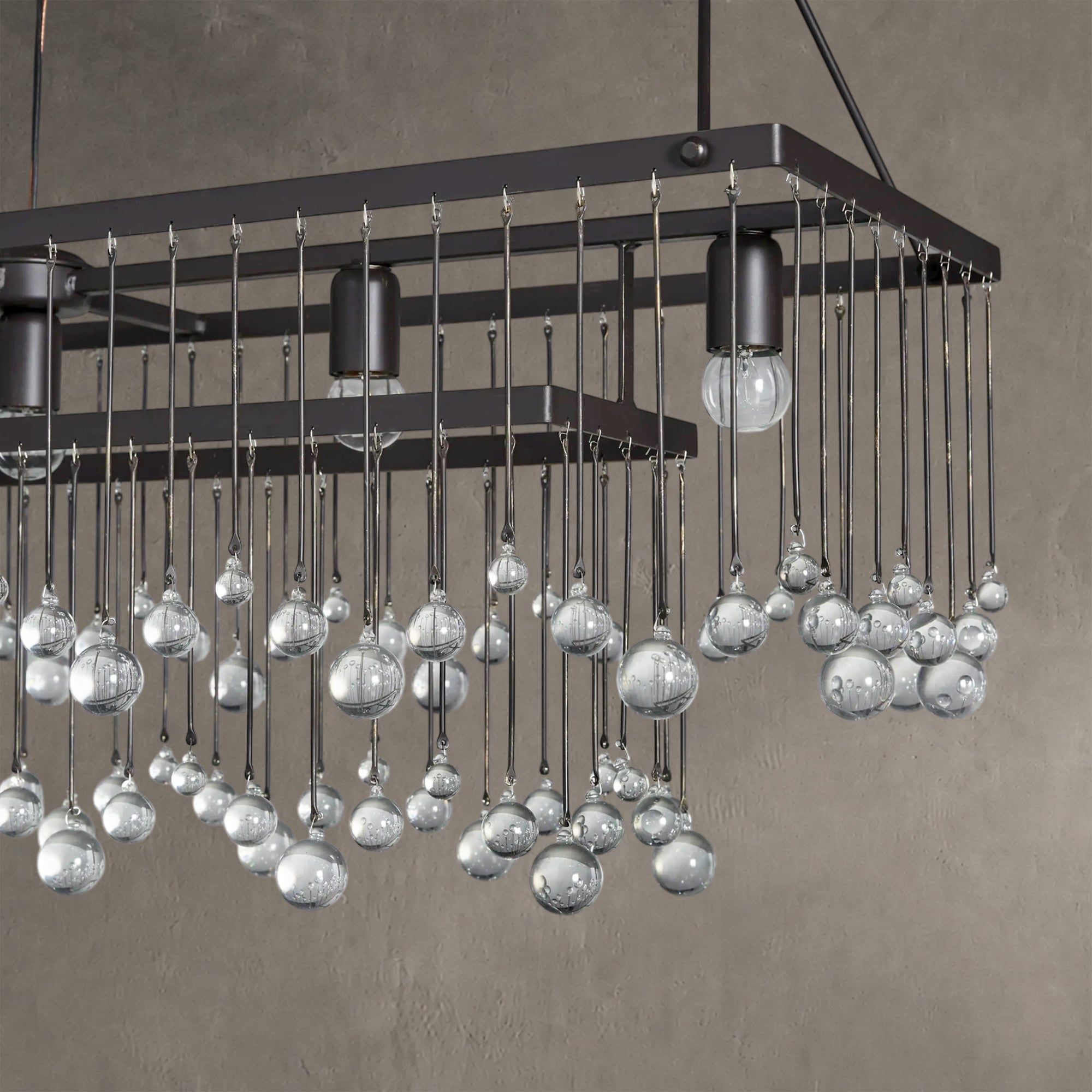 Aubrey Crystal Ball Rectangular Chandelier 47'' 60''