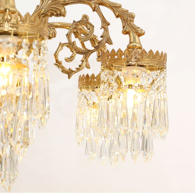 33 Inch Wide French Empire Style Brass Crystal Chandelier Gold Living Room Chandelier-铜灯-Jecanoli