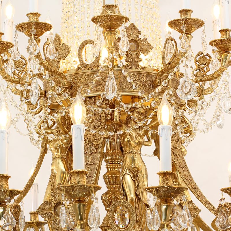 51X67 Inch 42 Lights Big French Empire Brass and Crystal Chandelier for Foyer-大吊灯-Jecanoli