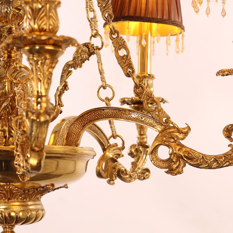 30X30 Inch 6 Lights Baroque Style Antique Copper Chandelier-铜灯-Jecanoli