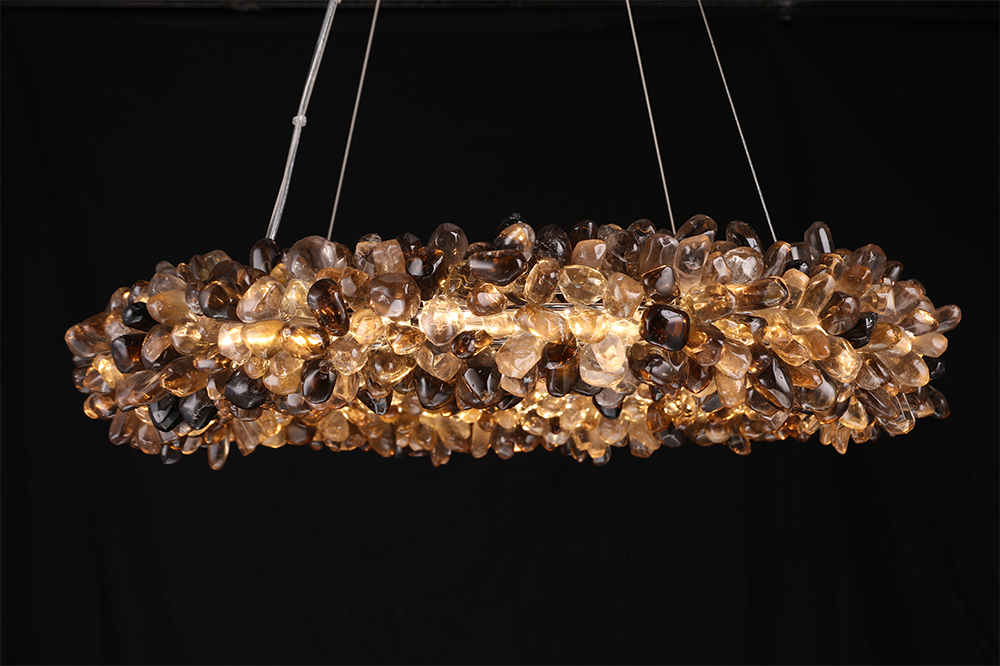Multiple Size Modern Smoky Rock Crystal Halo LED Chandelier Pendant Light-现代灯-Jecanoli