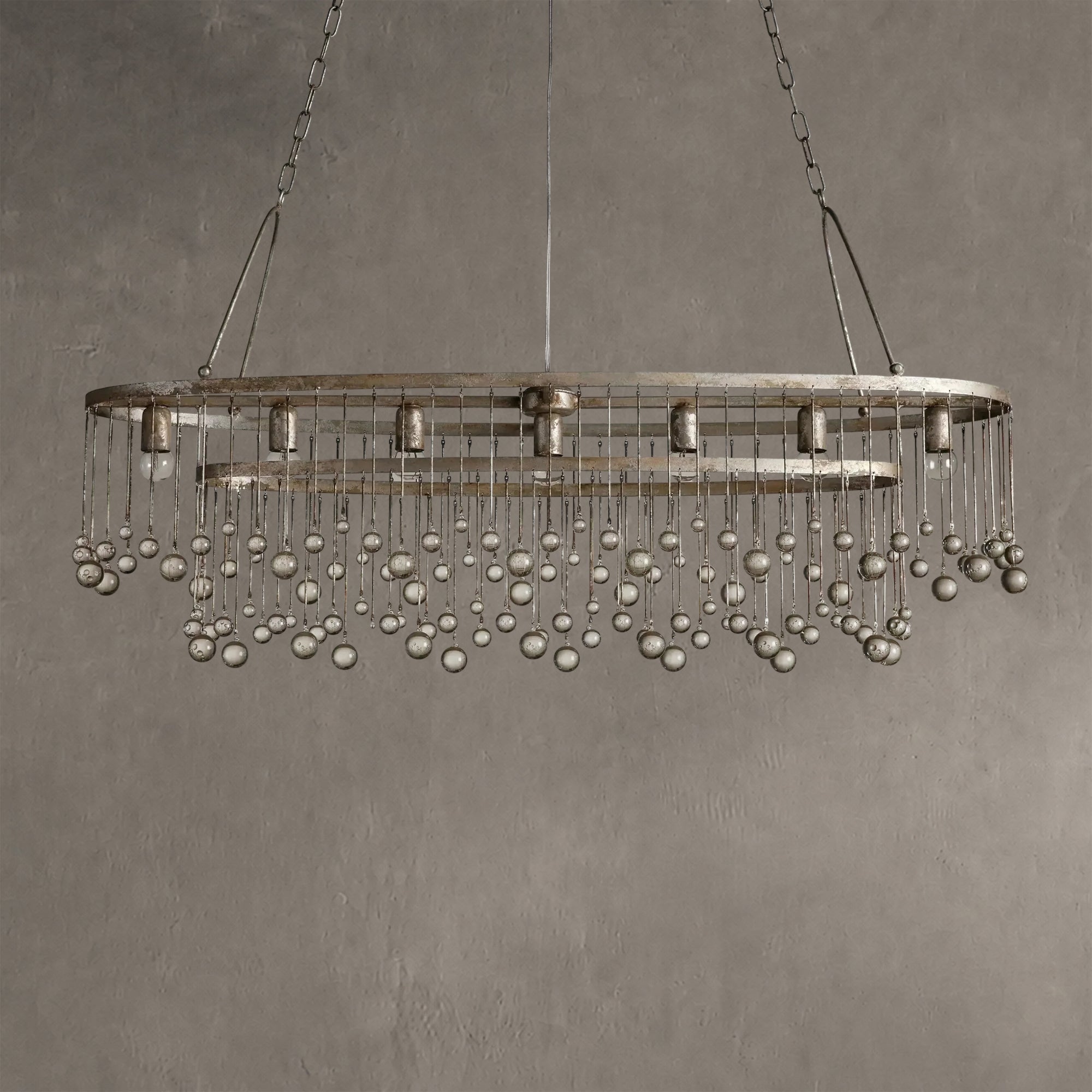 Aubrey Oval Crystal Ball 7 Light Chandelier