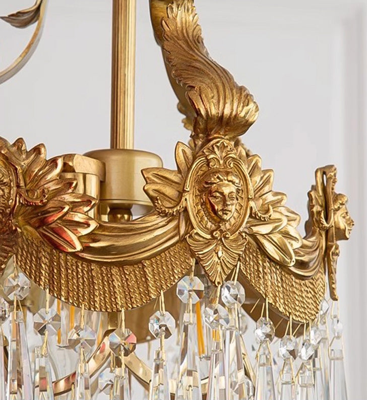 10 Inch Mini Chandelier Antique Brass and Crystal Lighting for Hallway-铜灯-Jecanoli