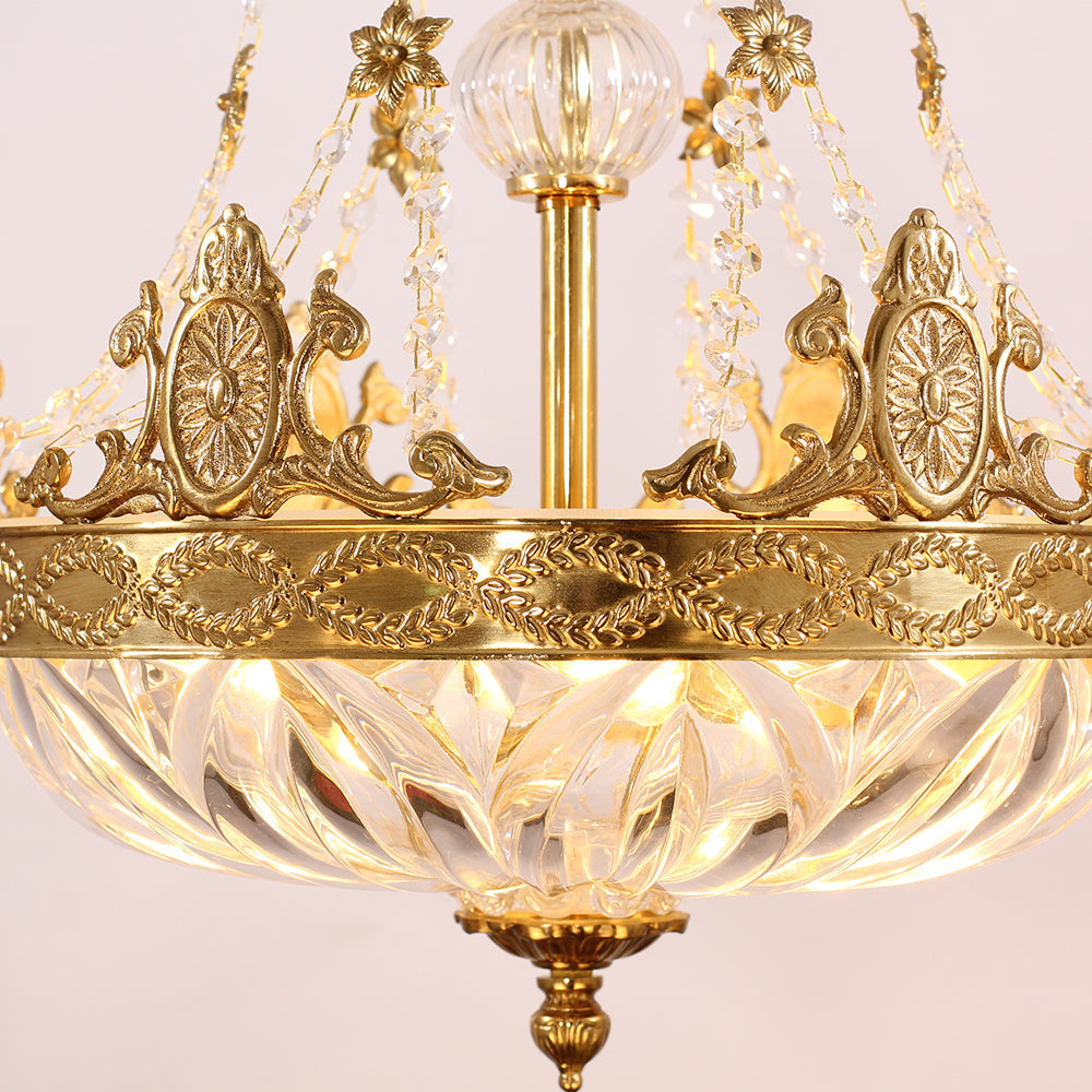 16 Inch Mini Chandelier Antique French Empire Brass Chandelier for Hallway-铜灯-Jecanoli