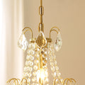Stylish Small 12'' W x 18'' H Antique Brass & Crystal Chandelier – Ideal for Kitchen Island Small Kitchen Breakfast Nook-铜灯-Jecanoli