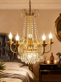 Elegant Small French Empire Brass & Crystal Chandelier 25'' W x 22'' H – Ideal for Living Room Dining Nook Entryway-铜灯-Jecanoli