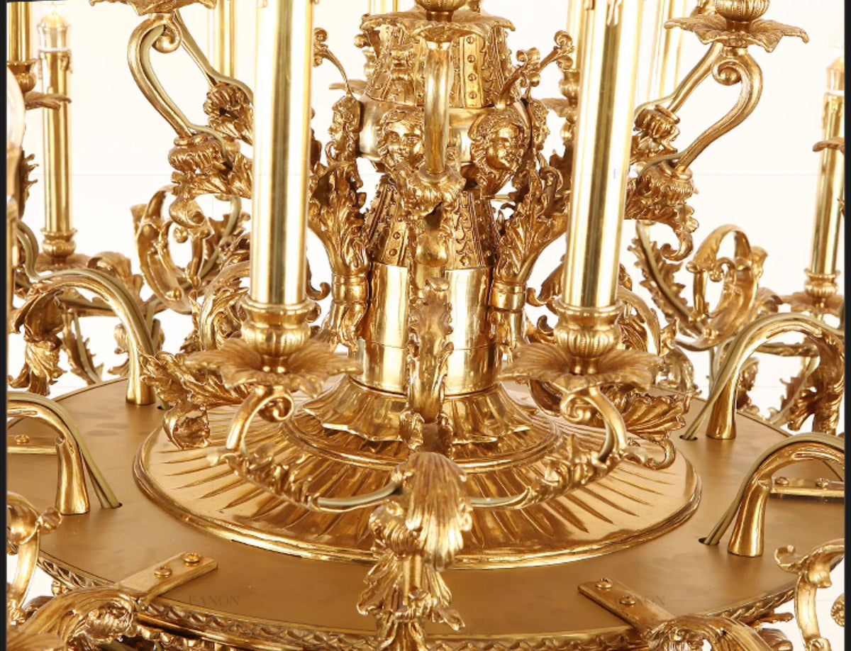 54X46 Inch 36 Lights Baroque Style French Copper Chandelier-大吊灯-Jecanoli