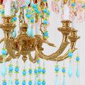 6 Lights Small Copper Crystal Chandelier Luxury Colorful Wedding Chandelier Light-铜灯-Jecanoli