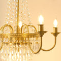 Elegant Small French Empire Brass & Crystal Chandelier 25'' W x 22'' H – Ideal for Living Room Dining Nook Entryway-铜灯-Jecanoli