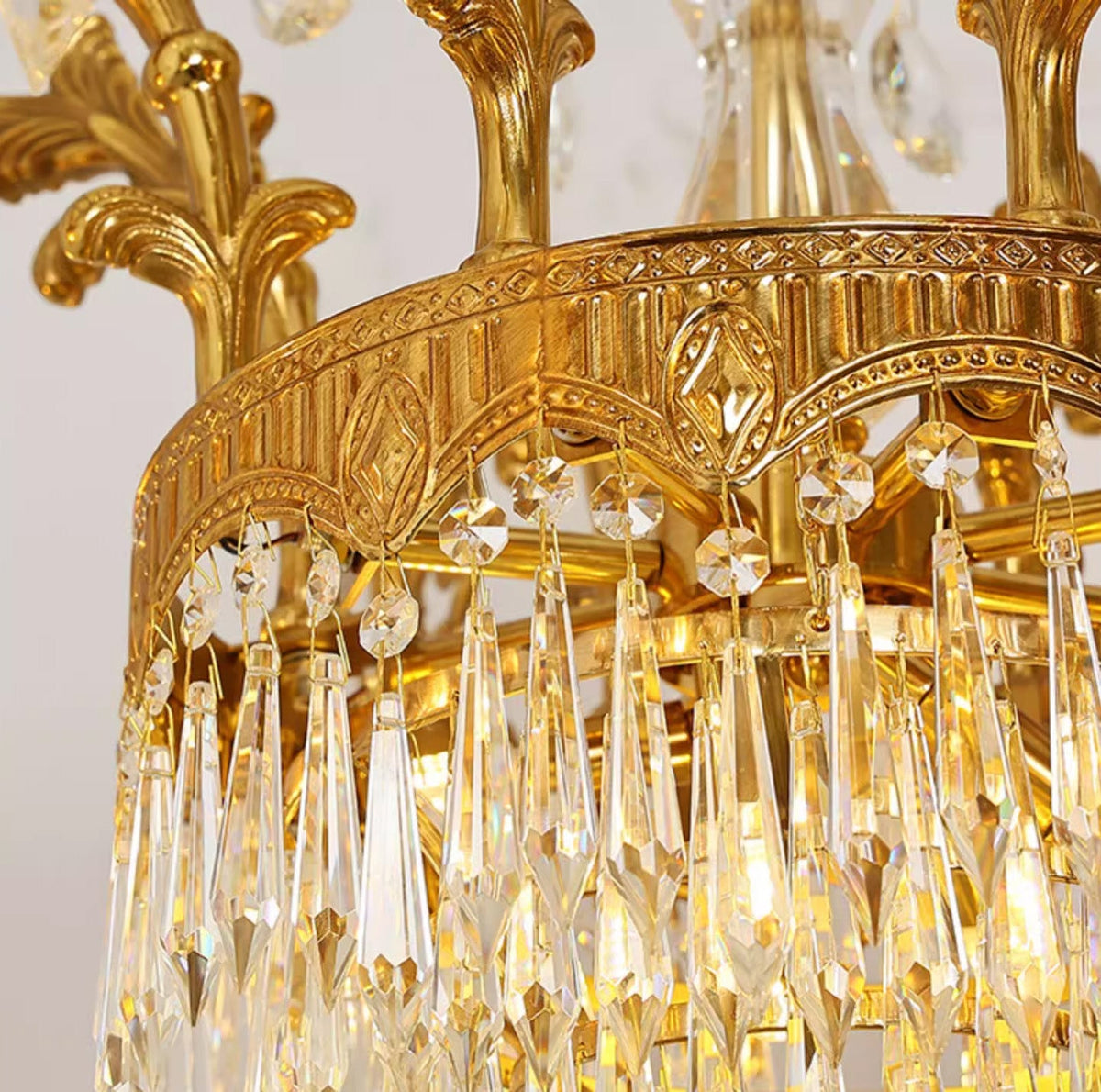 25.5 Inch Wide French Empire Style Brass Crystal Chandelier Gold Dining Room Chandelier-铜灯-Jecanoli