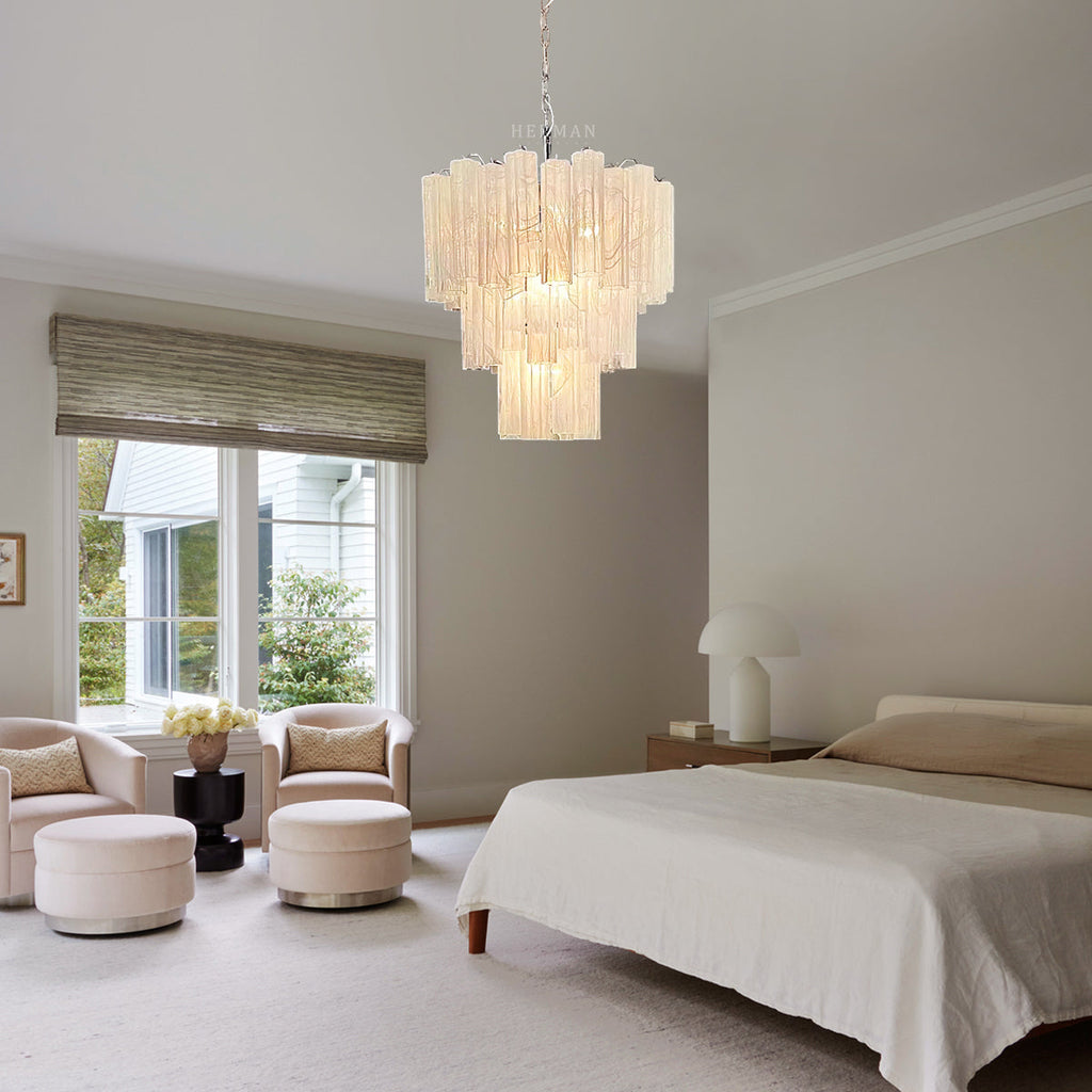 48-Tube Alabaster Chandelier, White