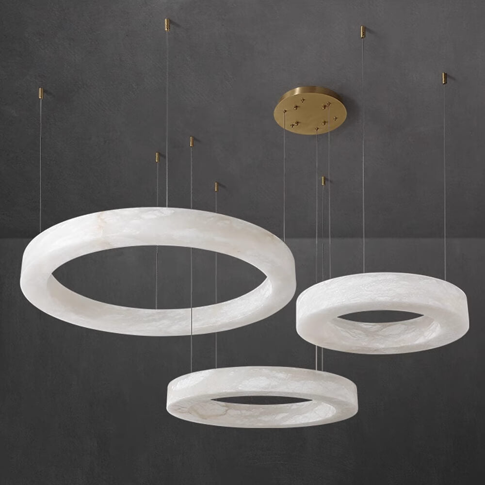24''/ 31.5''/ 40'' Single Ring Modern Alabaster Chandelier Lighting-现代灯-Jecanoli