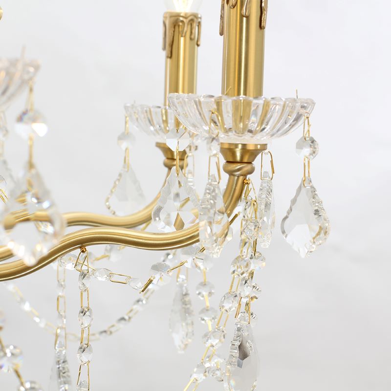 8 Lights Candle Style Brass Chandelier Gold Bedroom Crystal Chandelier-铜灯-Jecanoli