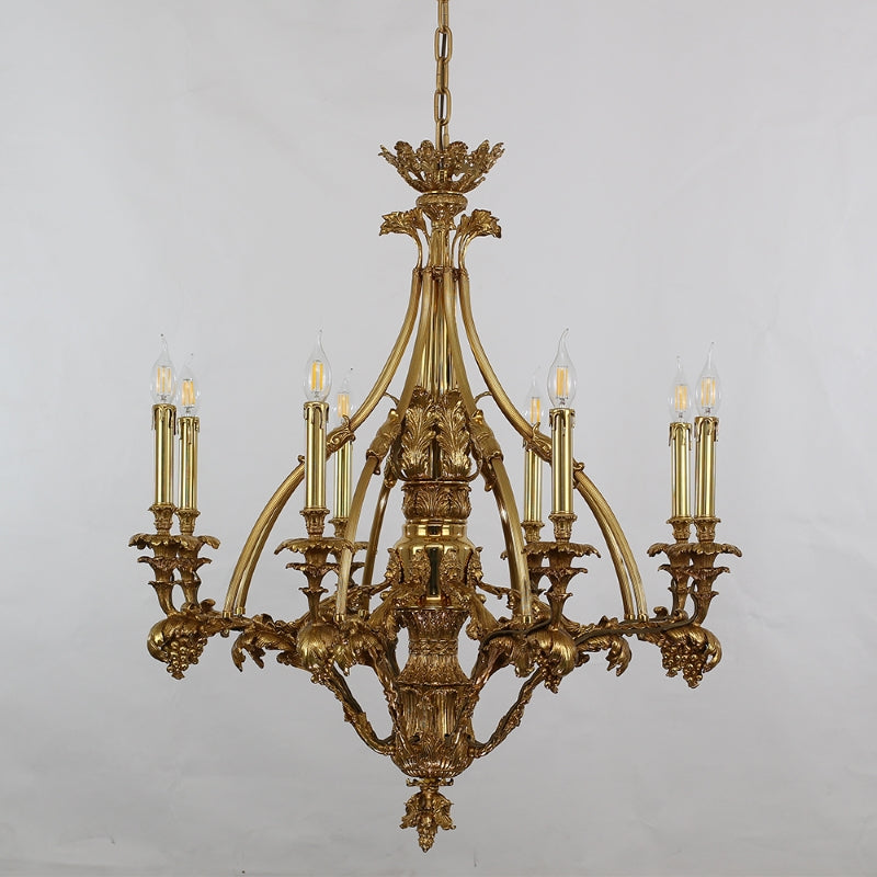 33X31 Inch 8 Lights Small Baroque Style Antique Copper Chandelier-铜灯-Jecanoli