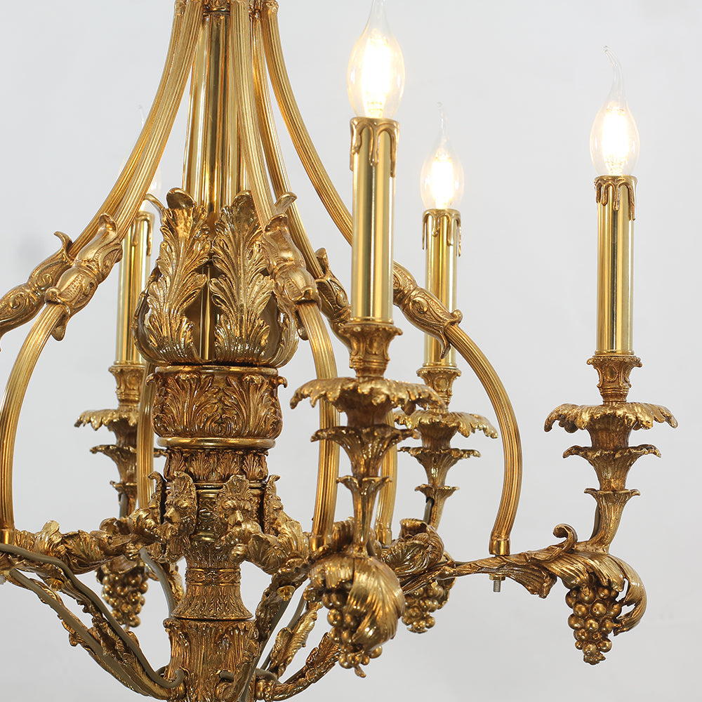 26X30 Inch 6 Lights Small Baroque Style Antique Copper Chandelier-铜灯-Jecanoli