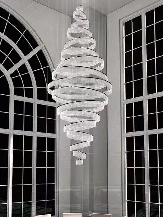 11 Crystal Ring Chandelier for High Ceilings 36X118 Inch Modern Staircase Chandelier Lighting-大吊灯-Jecanoli