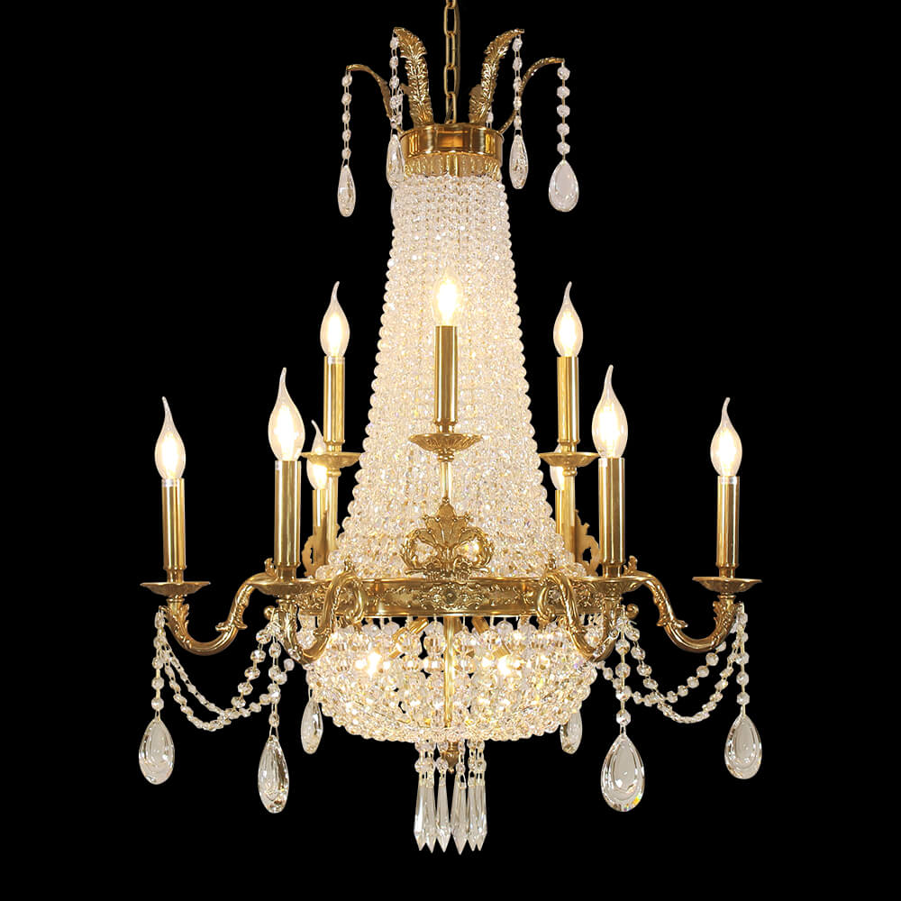 28X35 Inch 12 Lights French Empire Brass and Crystal Chandelier-铜灯-Jecanoli