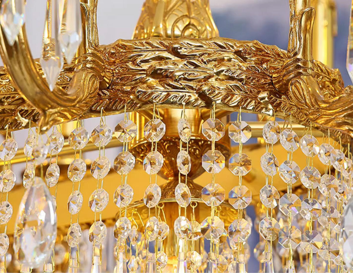 43 Inch Linear Chandelier French Empire Style Brass and Crystal Dining Chandelier-铜灯-Jecanoli