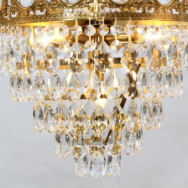 15 Inch Small Crystal Light French Empire Style Brass Crystal Chandelier-铜灯-Jecanoli