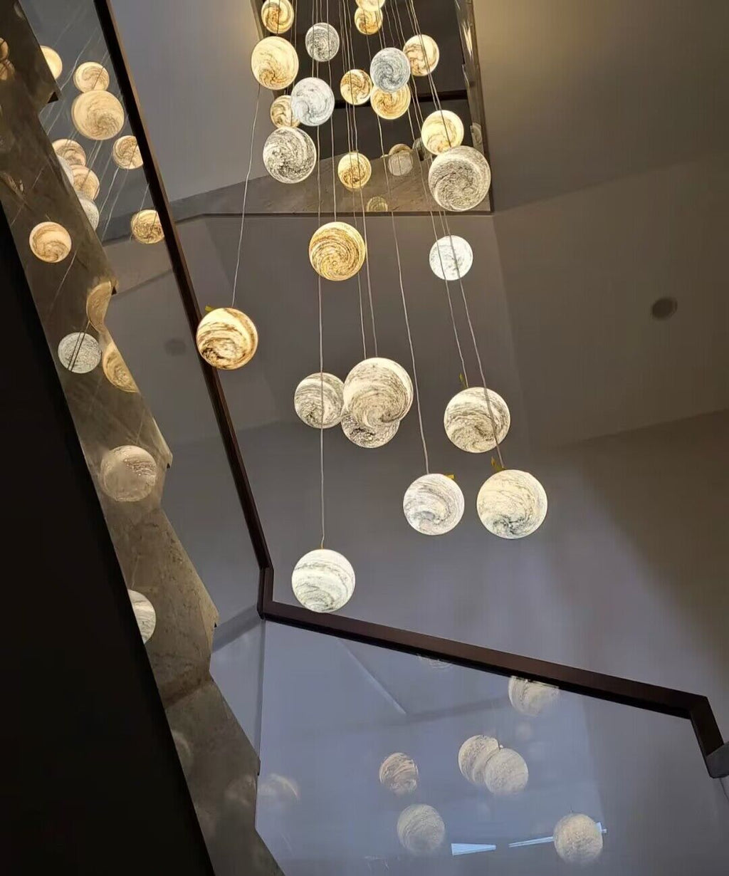 2023 New Nordic Planet Creative Long Pendant Chandelier For Staircase/Foyer/High-ceiling Hallway