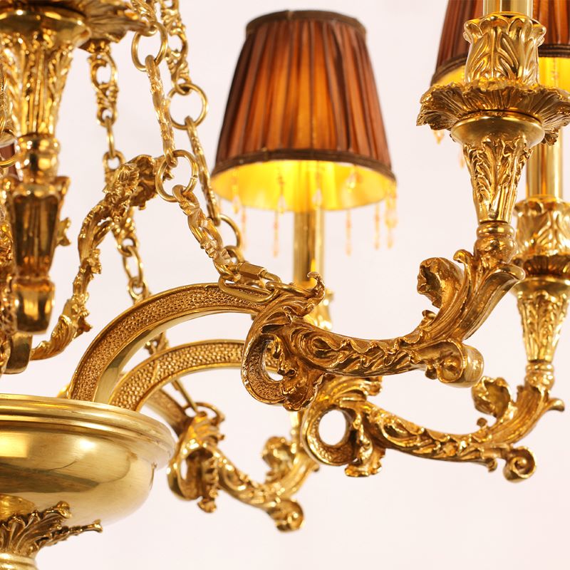 35X30 Inch 8 Lights Baroque Style Antique Copper Chandelier-铜灯-Jecanoli