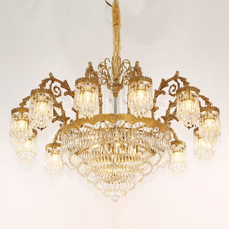 47 Inch Wide French Empire Style Brass Crystal Chandelier Gold Living Room Chandelier-铜灯-Jecanoli