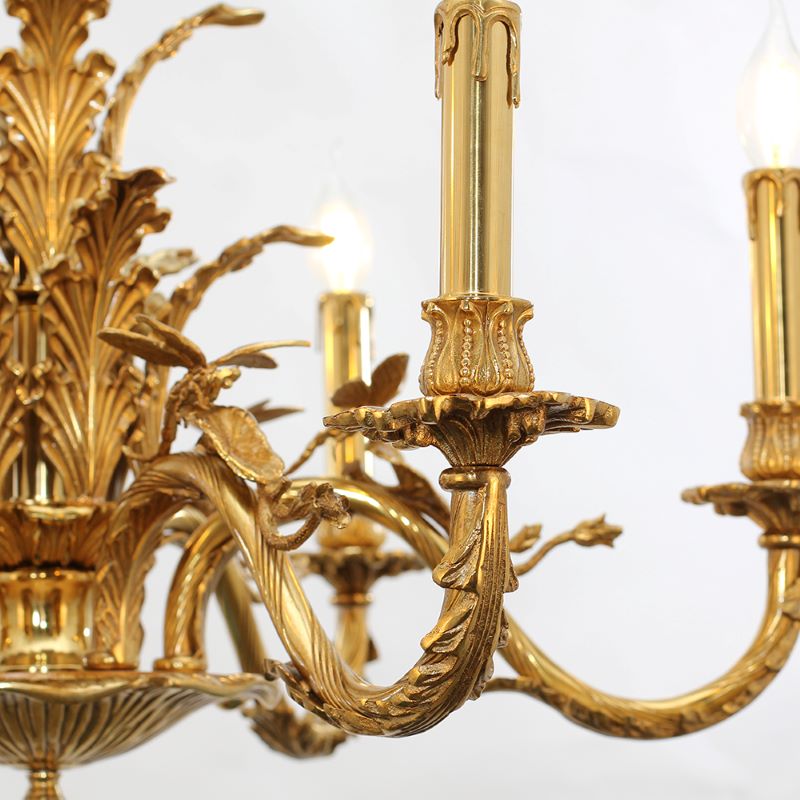 28X22 Inch 6 Lights European French Copper Chandelier Light for Bedroom/ Living Room-铜灯-Jecanoli