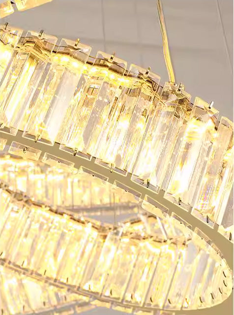 Custom Made 59'' Three Crystal Ring LED Chandelier Large Modern Chandelier for Hotel Lobby-大吊灯-Jecanoli