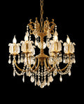 25X26 Inch 6 Lights Candle Style Traditional Chandelier Small Antique Brass and Crystal Chandelier-铜灯-Jecanoli