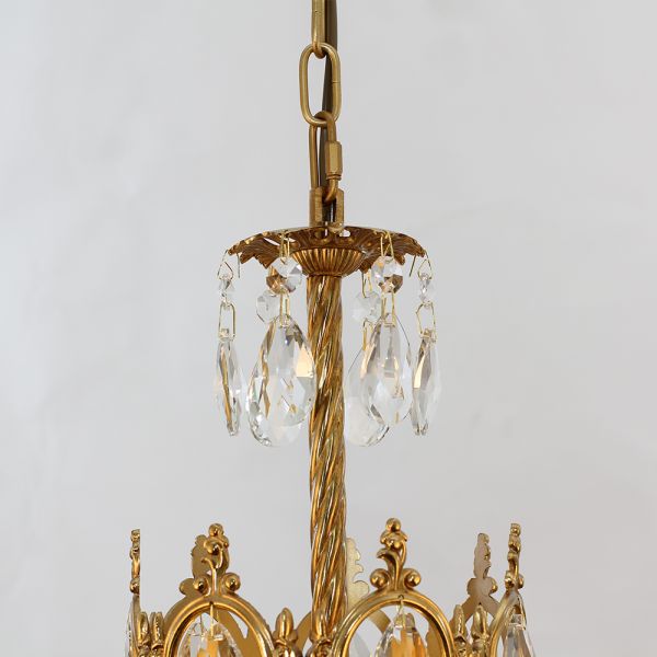 6 Inch Mini Crystal Pendant Light for Kitchen Island Empire Style Brass Crystal Chandelier-铜灯-Jecanoli