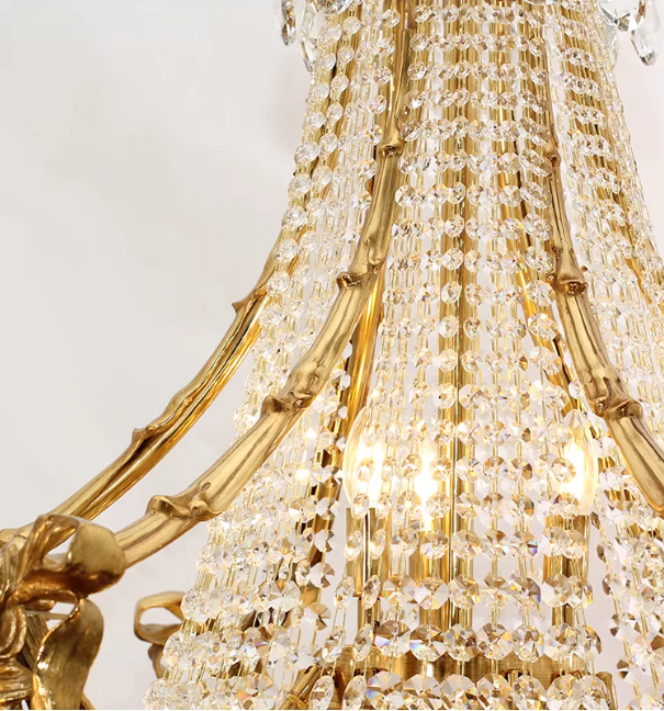 45X71 Inch Big Luxury Brass and Crystal Chandelier Lighting for High Ceiling Entrance-大吊灯-Jecanoli