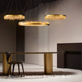Designer 36 Inch Round Modern Chandelier Brass & Clear Geode Quartz Crystal Hanging Light-Chandelier-Jecanoli