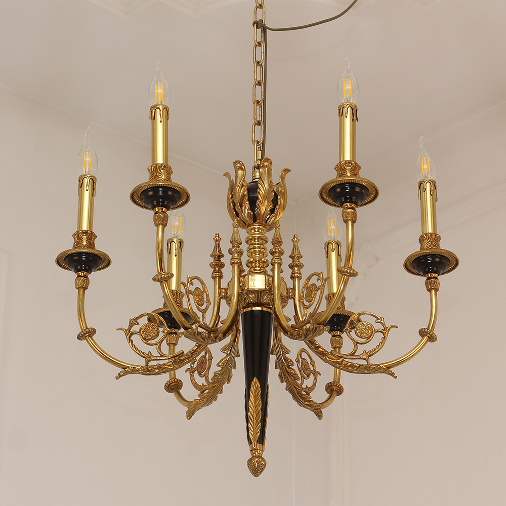 26X23 Inch 6 Lights Rococo Style Antique Copper Chandelier Small Black Bedroom Chandelier-铜灯-Jecanoli