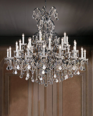 32 Lights Old Style Bronze Wrought Iron Chandelier Antique 55X33 Inch Big Crystal Chandelier for Living Room-大吊灯-Jecanoli
