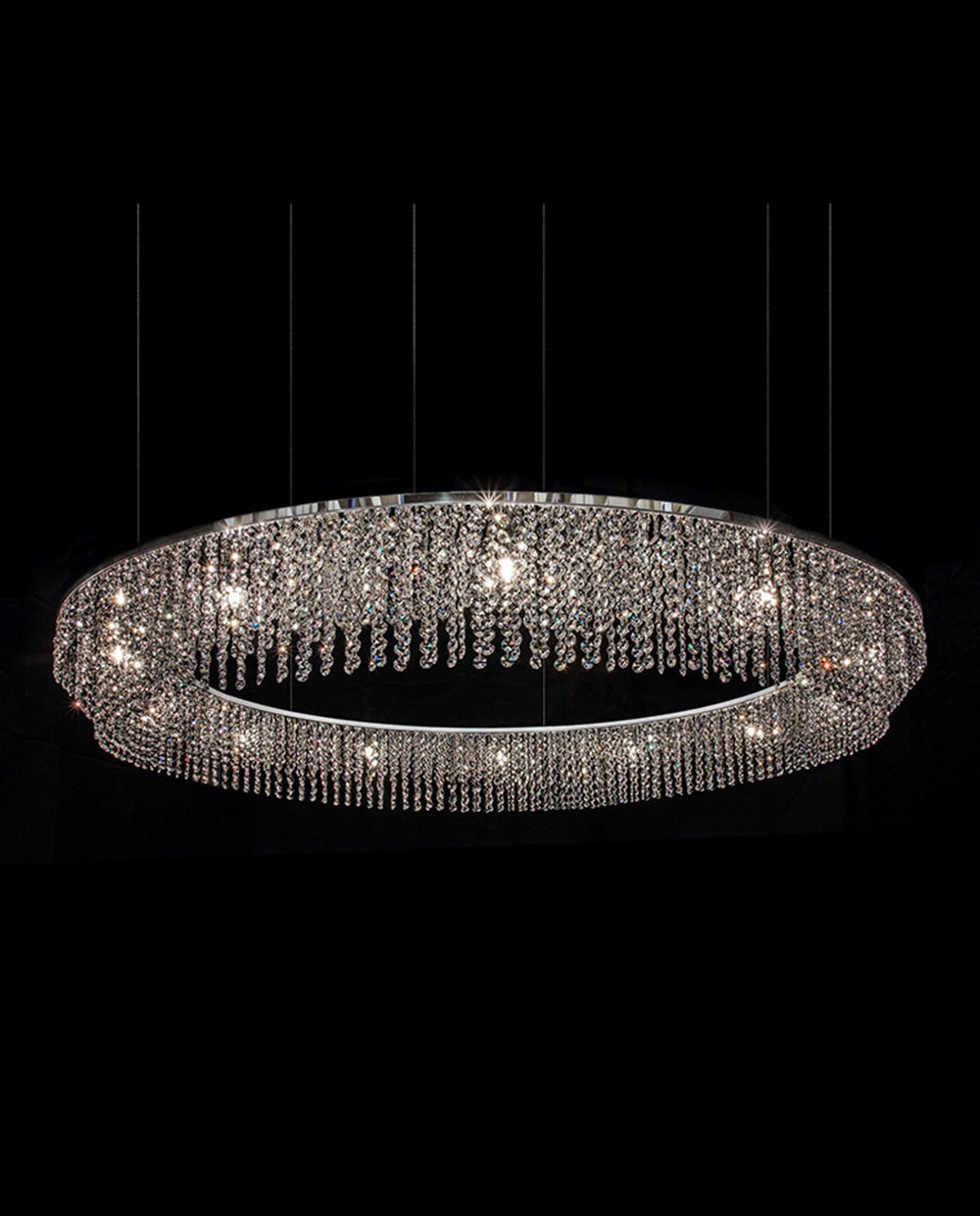 Sky Cycles Round Crystal Chandelier 79"W 6"H-大吊灯-Jecanoli