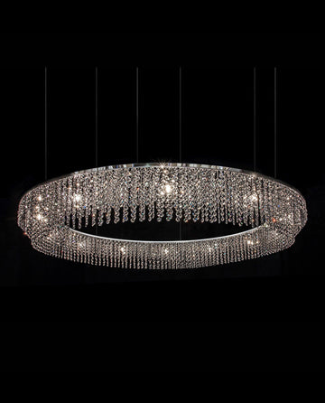 Sky Cycles Round Crystal Chandelier 79"W 6"H-大吊灯-Jecanoli