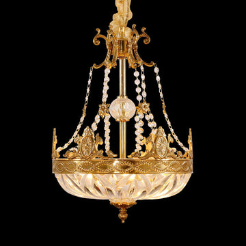 16 Inch Mini Chandelier Antique French Empire Brass Chandelier for Hallway-铜灯-Jecanoli