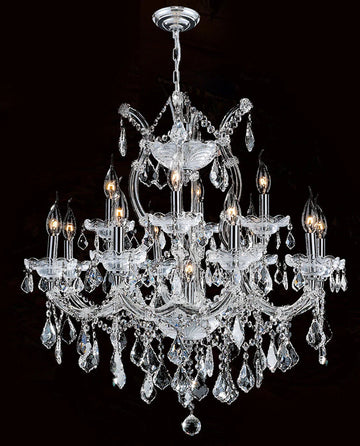 26'' Wide Chrome Chandelier Lights 13 Lights Maria Theresa Crystal Chandelier for Bedroom MT01L13C-吊灯-Jecanoli